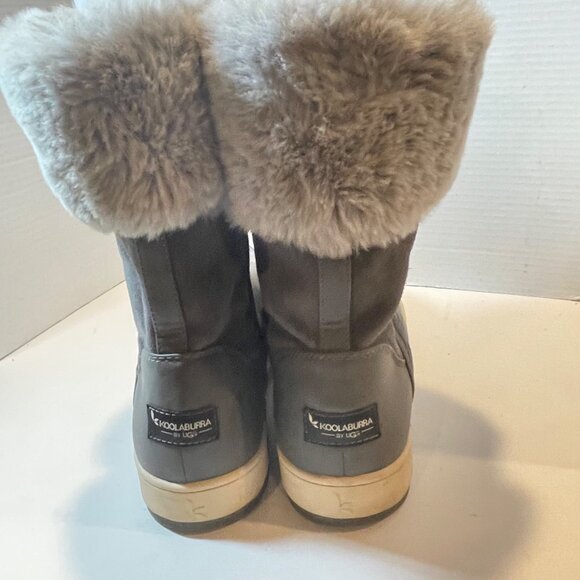 Koolaburra By UGG Womens Gray Faux Fur-Lined Suede Winter Boots with Side Zipper - Picture 11 of 15